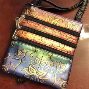 Hand-painted Leather Crossbody Mini Pouch